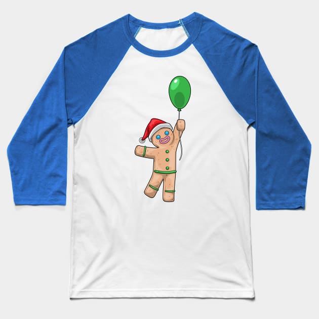 Gingerbread man Christmas Balloon Baseball T-Shirt by Markus Schnabel